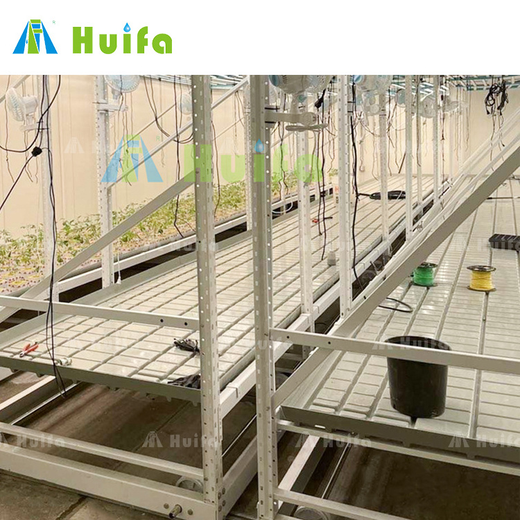 Hydroponic Greenhouse Indoor Plant Grow Rack Double Deck Shelves Commercial Vertical Racks For Lettuce Growing