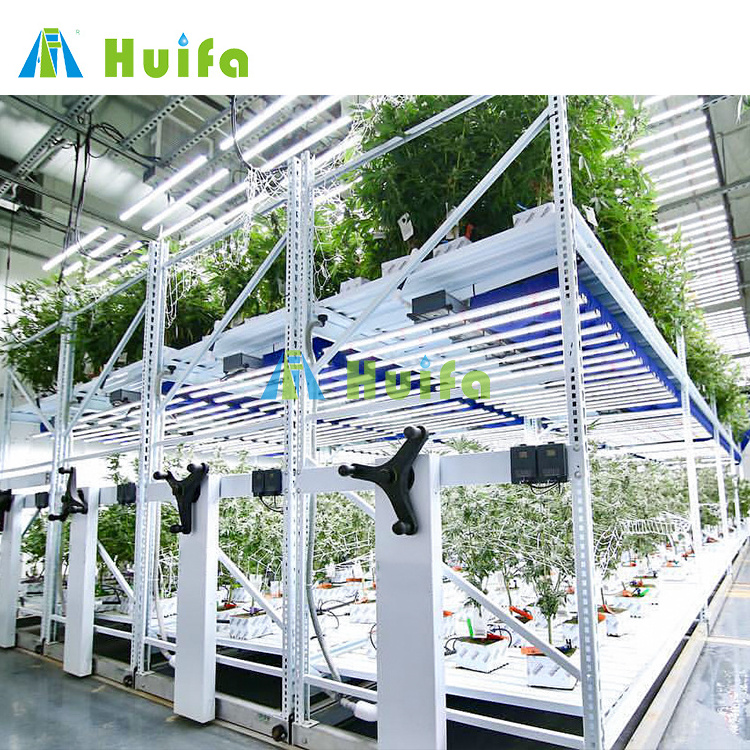 4x8ft Indoor Farming Mobile Vertical Multi-layer Rolling Grow Rack Systems With Abs Food Tray