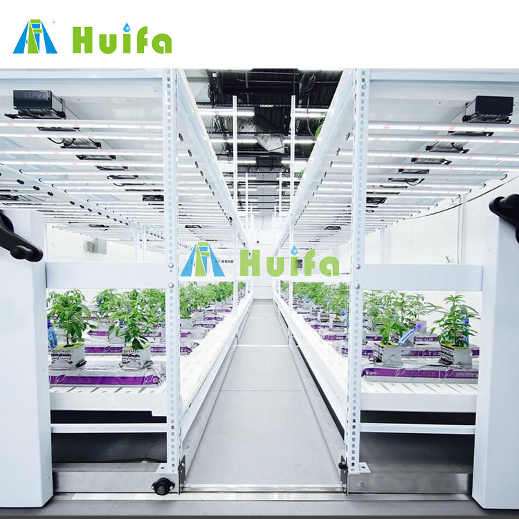 4x8ft Indoor Farming Mobile Vertical Multi-layer Rolling Grow Rack Systems With Abs Food Tray