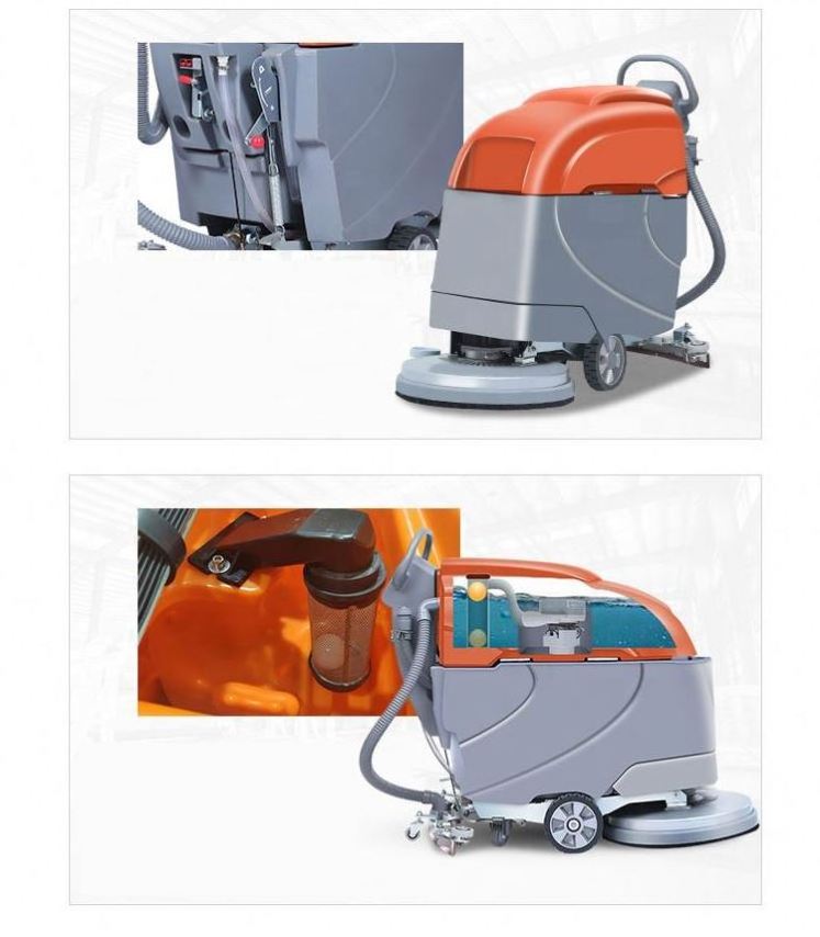 Electric Hand Propelled Floor Sweeper Tile Scrubber