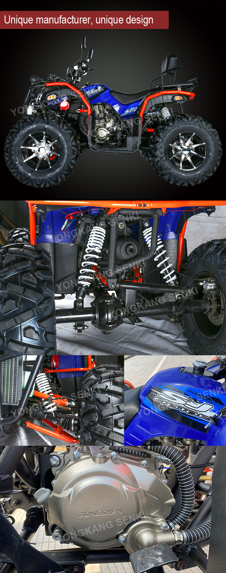 ATV/Quad Four Wheeler 300CC 4X4 With Differential Axle, Shaft Transmission, Veiculo Todo Terreno CUATRIMOTO 4X4  ATV