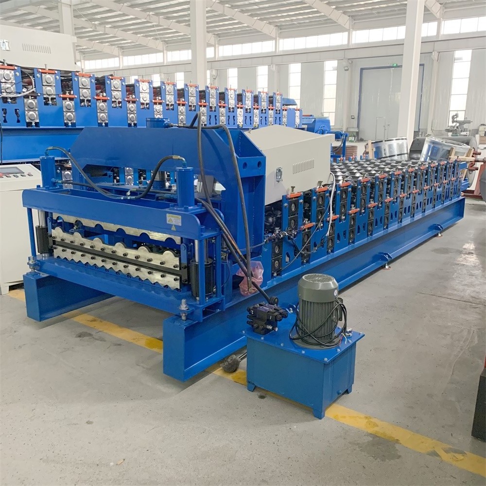 Fully Automatic Building Materials Double Layer Roof Sheet Roll Forming Machine Glazed Tile Pressing Machine Manufacturer