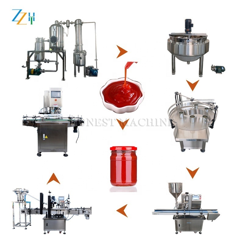 Advanced Structure Tomato Sauce Maker / Tomato Paste Bottles Filling And Sealing Machine / Tomato Sauce Making Equipment