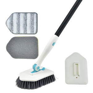 ZZhome Extendable Triangle Sponge Brush Floor Bath Tub Cleaning Scrubber Kitchen Basin Tile Multi-Functional Scraper