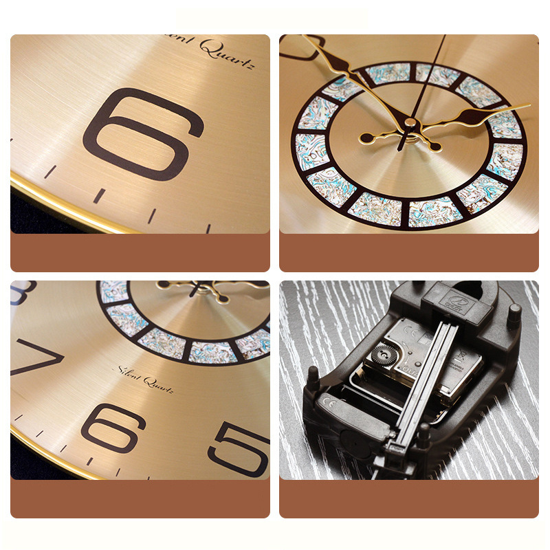 2024 New Chinese light luxury simple wall clock living room bedroom round high-end decoration hanging wall time clock