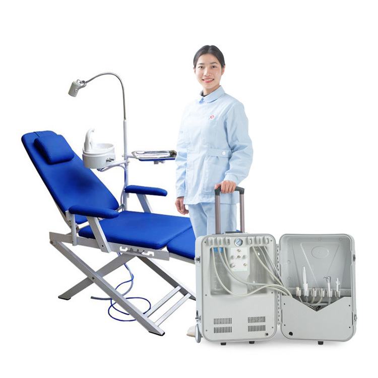 Adjustable High Strength Steel Construction Lightweight Hospital Portable Dental Chair With Operation Light