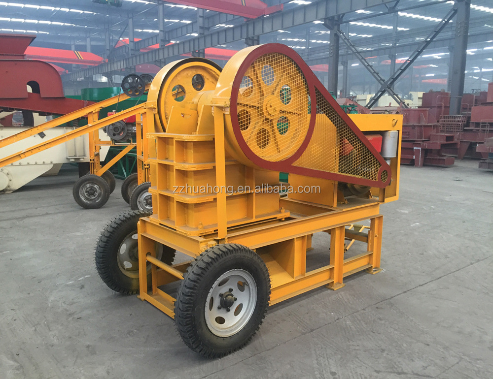 HUAHONG BRAND diesel engine used mobile pe250*400 jaw crusher for sale