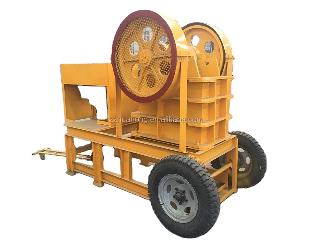 HUAHONG BRAND diesel engine used mobile pe250*400 jaw crusher for sale