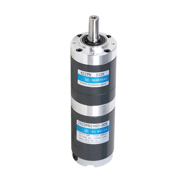 High Torque Customized Shaft 62mm 3000rpm 40W 60W 90W 24V DC Brushed Planetary Gear Motor For Packing Machine