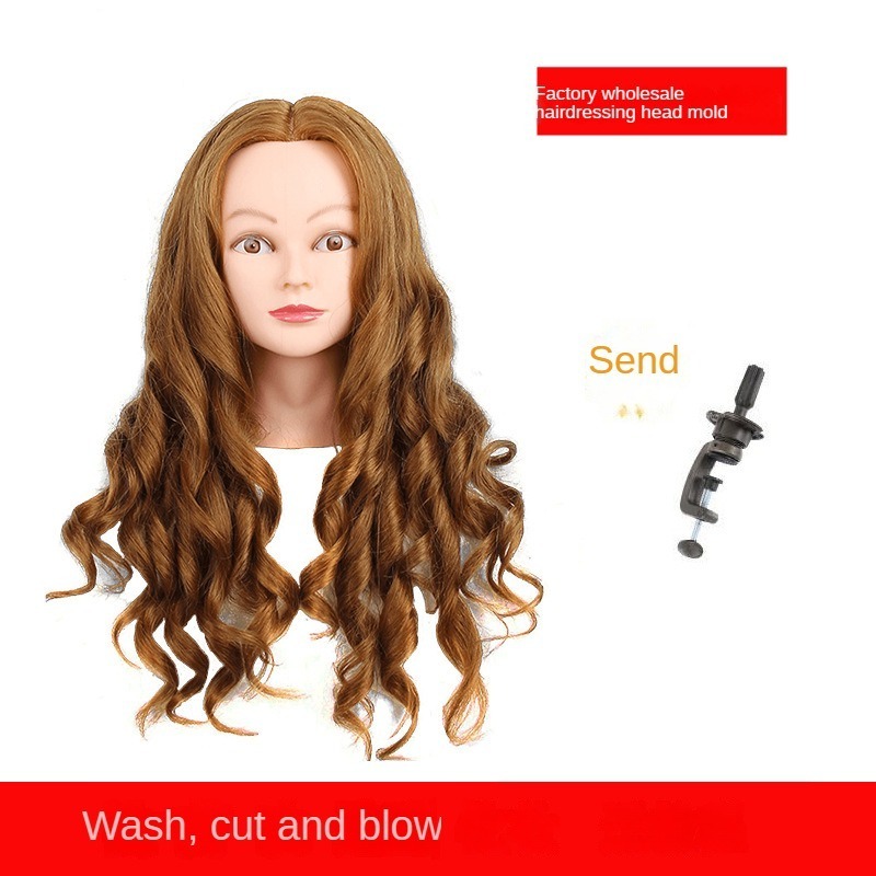 80% training head human hair Doll For Hair Style Practice For Hot Curl Iron Hairdressing mannequin head