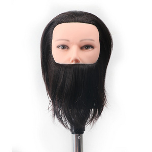 Wholesale men's short hair 100% real human hair model with beard  Practice  Dummy Doll Head Human Hair Training Mannequin Head