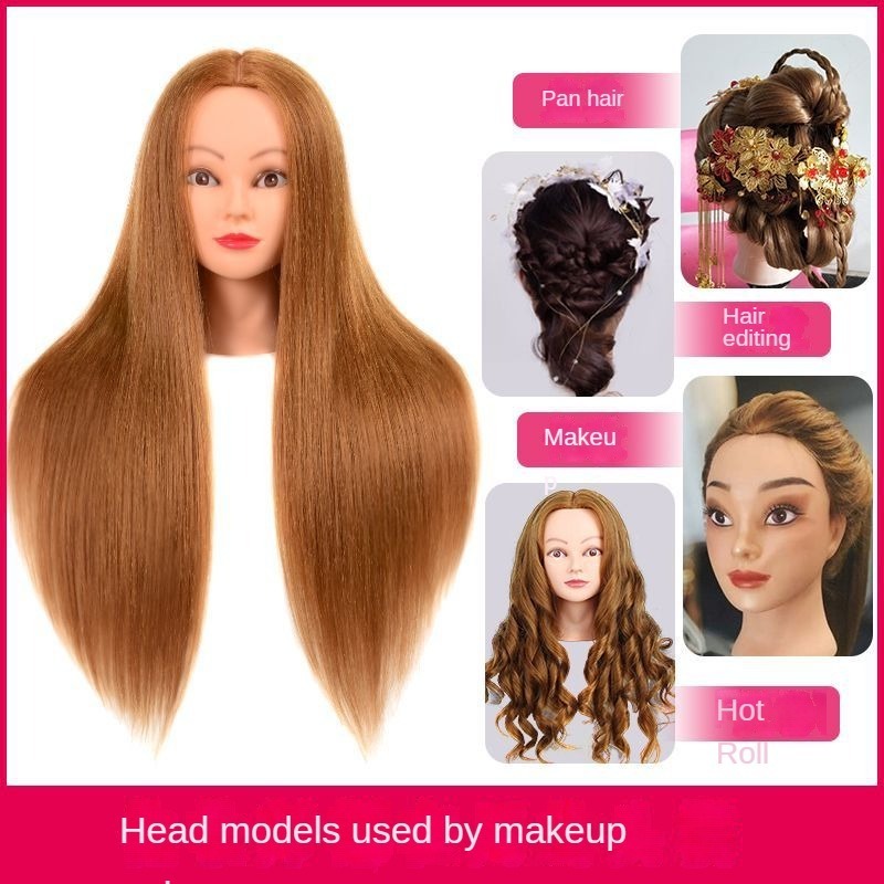 80% training head human hair Doll For Hair Style Practice For Hot Curl Iron Hairdressing Wig Dummy Doll Hair Salon