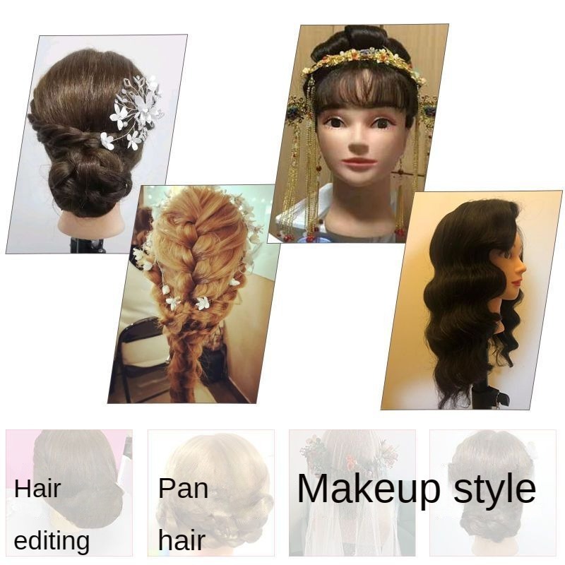 80% training head human hair Doll For Hair Style Practice For Hot Curl Iron Hairdressing Wig Dummy Doll Hair Salon