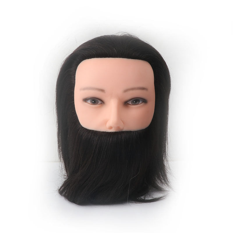 Wholesale men's short hair 100% real human hair model with beard  Practice  Dummy Doll Head Human Hair Training Mannequin Head