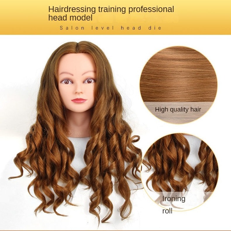 80% training head human hair Doll For Hair Style Practice For Hot Curl Iron Hairdressing Wig Dummy Doll Hair Salon