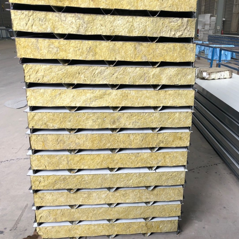 Building Materials Prefab House Rock Wool Sandwich Panel Fireproof Wall Board