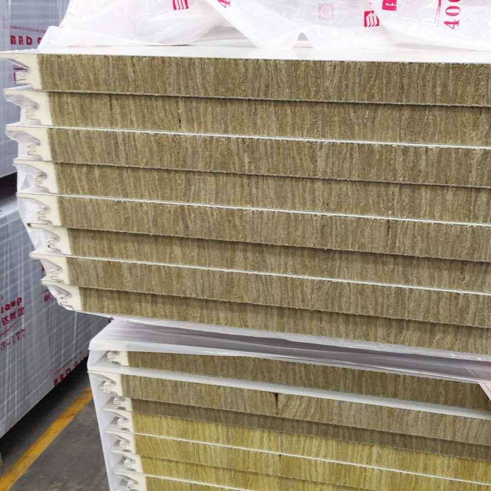 Building Materials Prefab House Rock Wool Sandwich Panel Fireproof Wall Board