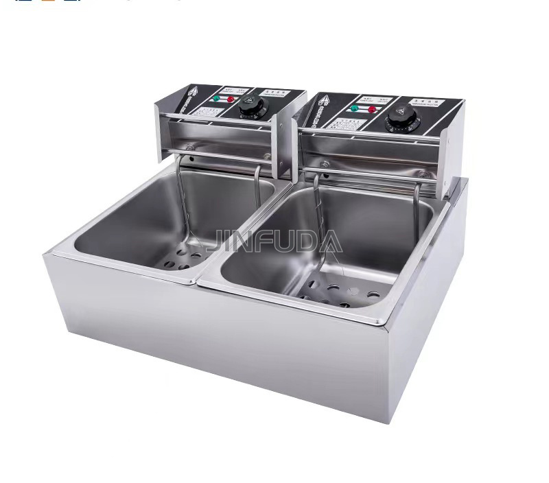 Industrial Fat Fryer Counter Top KFC Donut Chicken Fryer Electric Double Basket Deep Fryer French Fries Machine