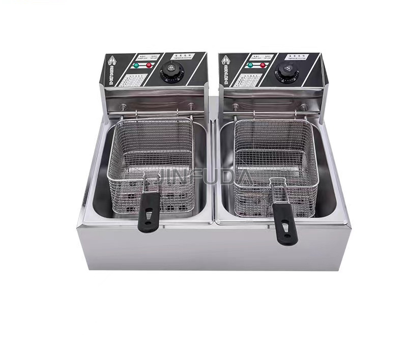 Industrial Fat Fryer Counter Top KFC Donut Chicken Fryer Electric Double Basket Deep Fryer French Fries Machine