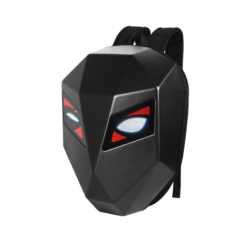 Cool Personality LED Backpack Bluetooth Waterproof Hard  Iron Man Cool Motorcycle Rider Black LED Knight Backpack