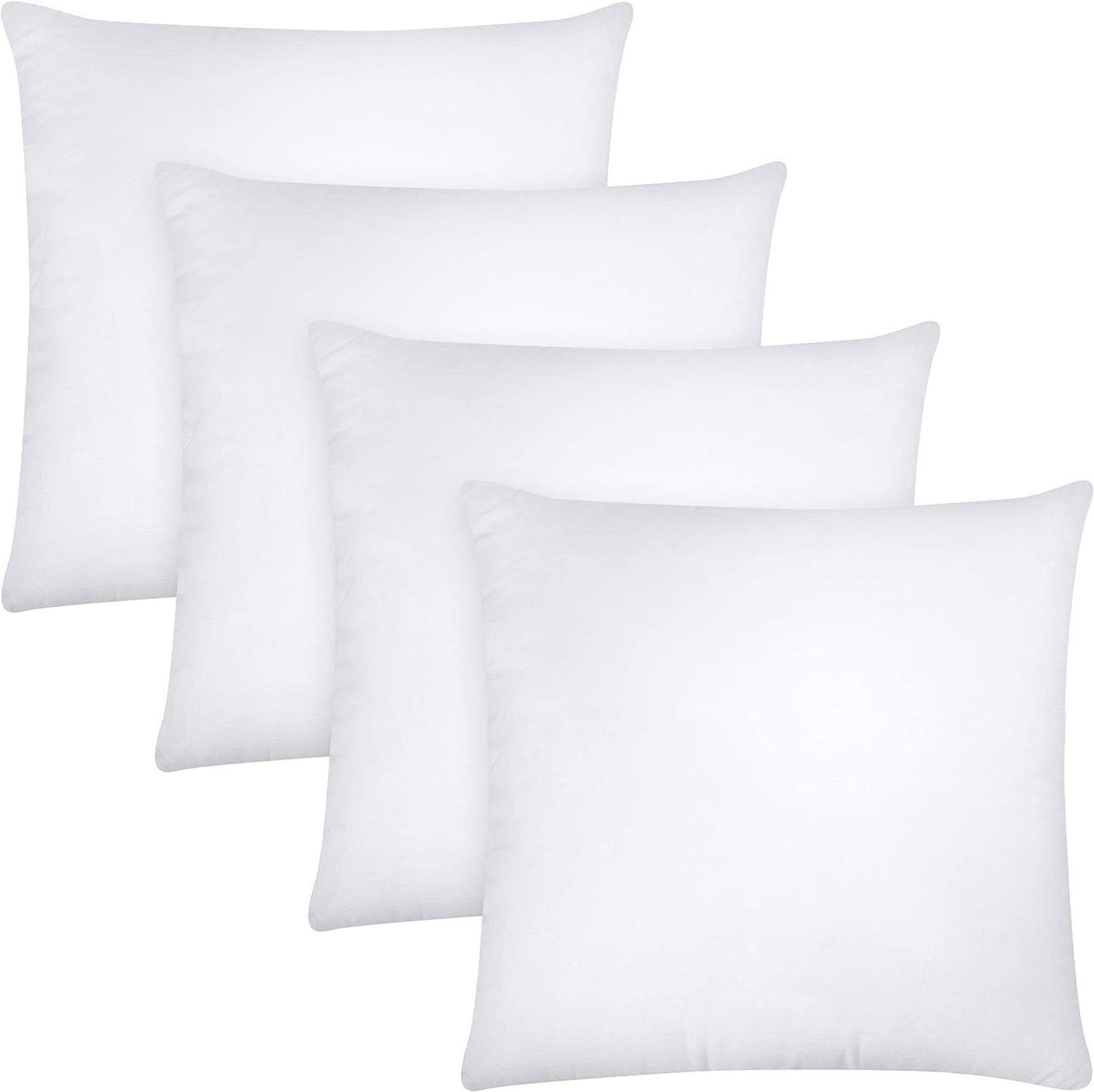 Bedding Throw Pillows (Set of 4, White), 20 x 20 Inches Pillows for Sofa, Bed and Couch Decorative Stuffer Pillows