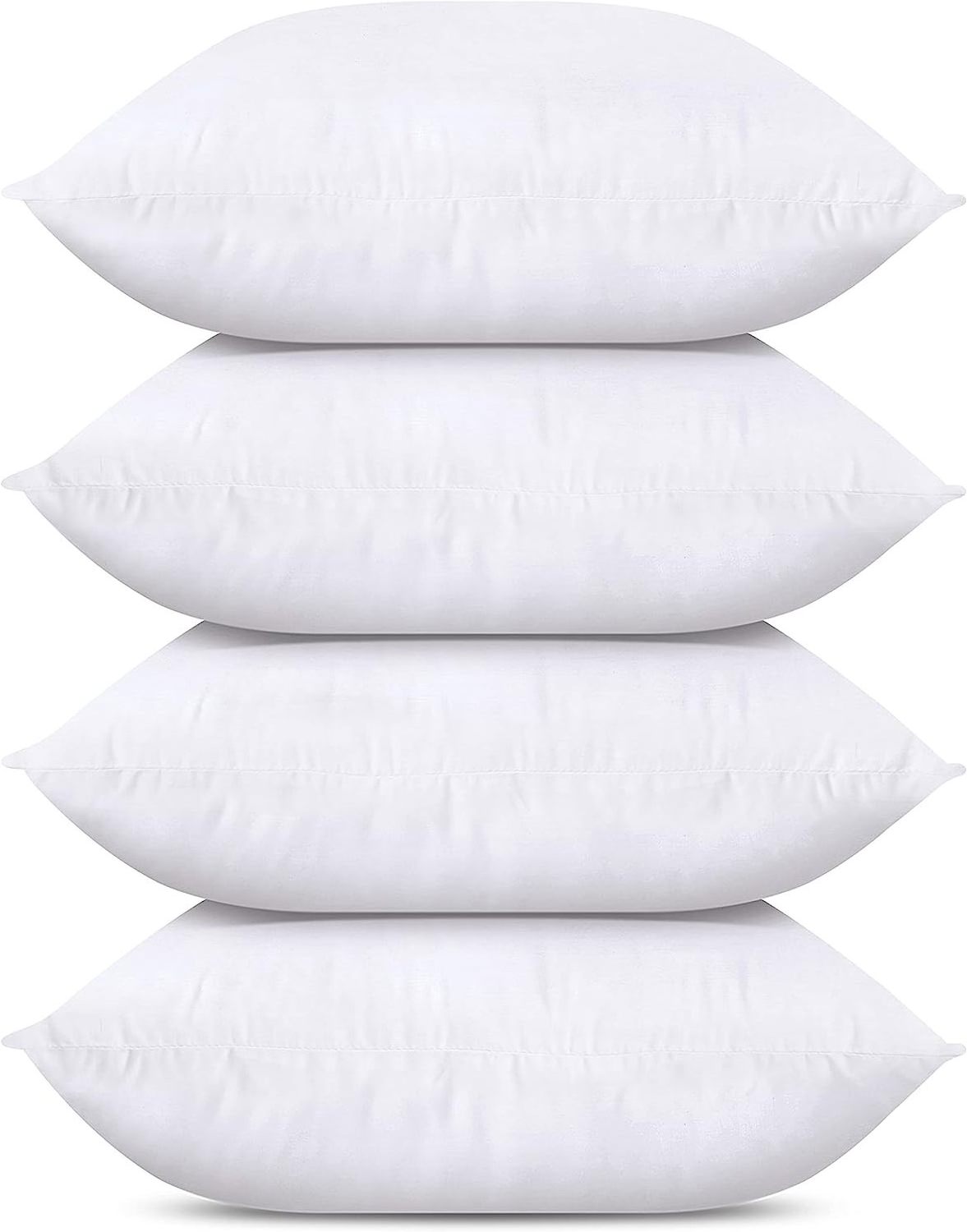 Bedding Throw Pillows (Set of 4, White), 20 x 20 Inches Pillows for Sofa, Bed and Couch Decorative Stuffer Pillows