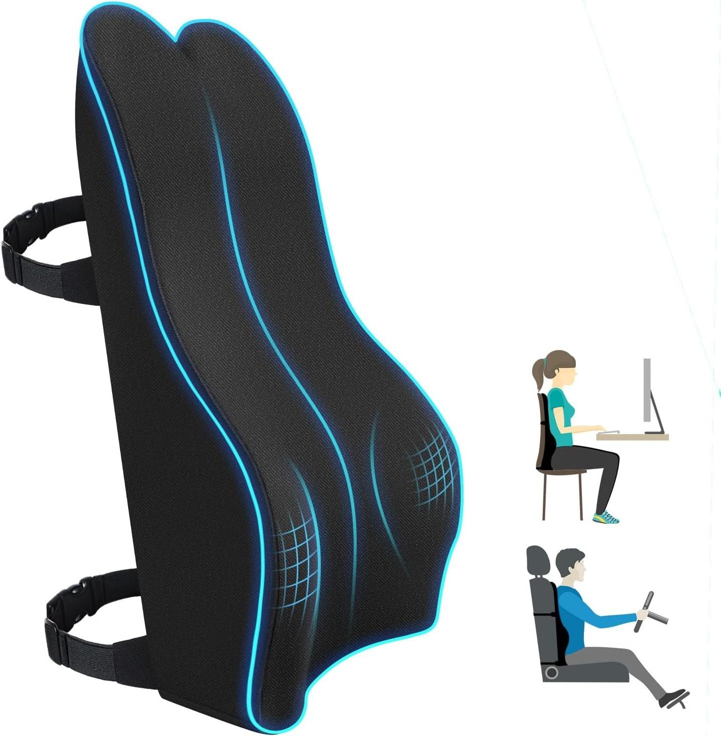 Office chair lumbar support cushion relieve back pain Improve posture memory foam seat back cushion for chair