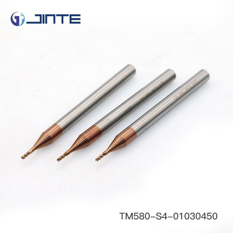 Jinte TiSiN-coated 0.2-0.9mm Solid Carbide End Mills HRC55 Micro Diameter Flat End Mill