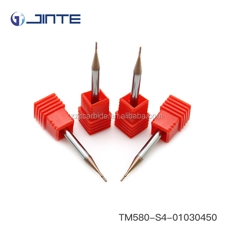 Jinte TiSiN-coated 0.2-0.9mm Solid Carbide End Mills HRC55 Micro Diameter Flat End Mill