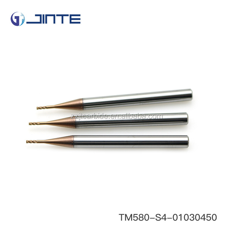 Jinte TiSiN-coated 0.2-0.9mm Solid Carbide End Mills HRC55 Micro Diameter Flat End Mill