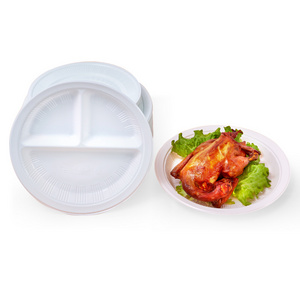 9 Inch White Disposable Plastic Plates Round Transparent  Packaging Plate Dishes For Restaurant Suppliers