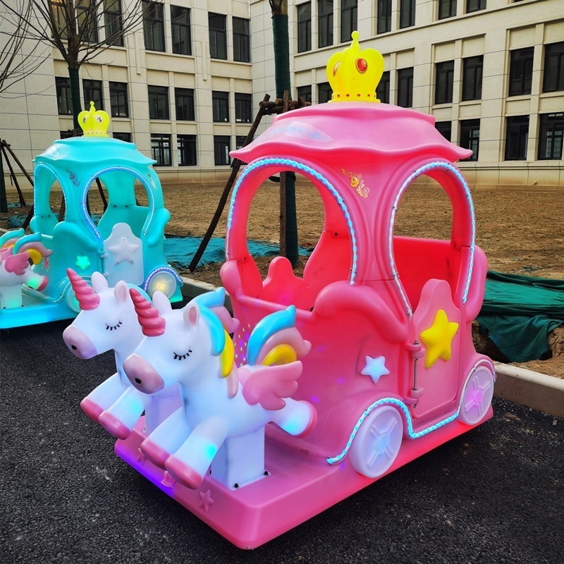 New unicorn toy car parent-child double electric bumper car square park luminous battery car double carriage