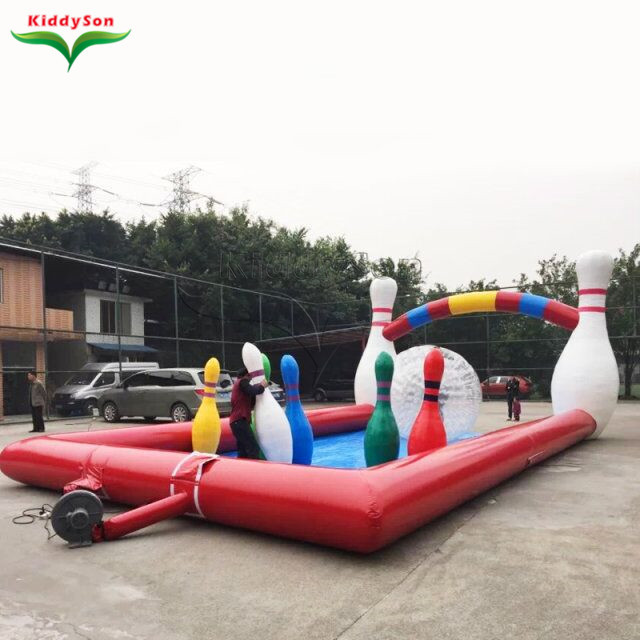 New Arrival Funny games inflatable bowling set for adult inflatable human bowling with Track and zorb