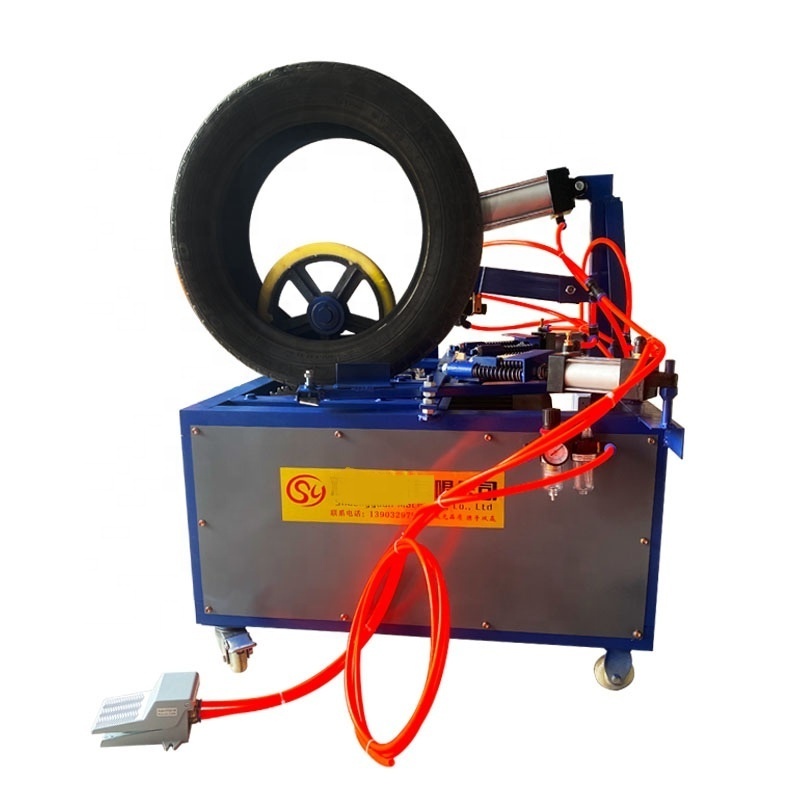 old Waste scrap tyre tread sidewall cutting Recycling machine scrap tyre cut in 3 pieces machine automatic