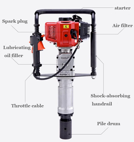 4-stroke small mini hand Gasoline vibratory fence pile driver/post driver/pile hammer