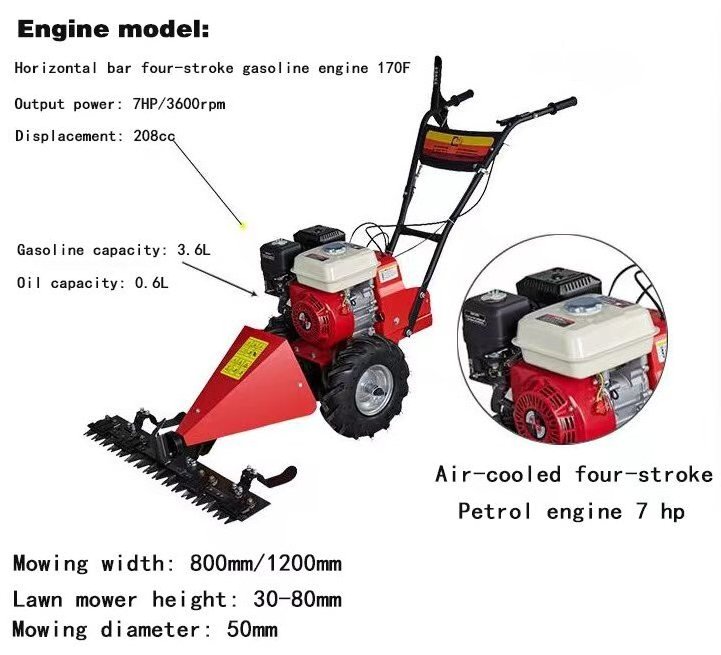 Petrol gasoline grass cutting machine hand lawn mower scythe mower for field farm