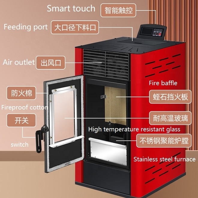 Indoor Smokeless Automatic Biomass wood Pellet Heating Furnace stove for home Family Household commercial