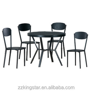 Malaysian round dining set wooden table top with 4 chairs