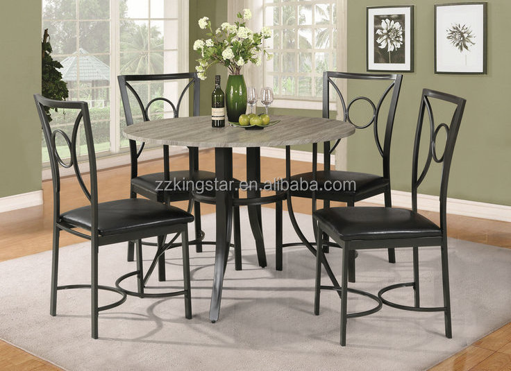 Dining room furniture 5-piece round dining table set with 4 chairs