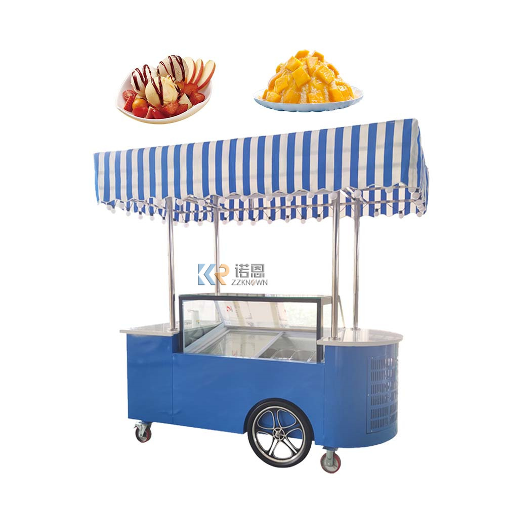 2024 Gelato Showcase Kiosk Popsicle Freezers Hand Push Italian Ice Cream Display Cart Europe Popsicle Vending Van for Sale