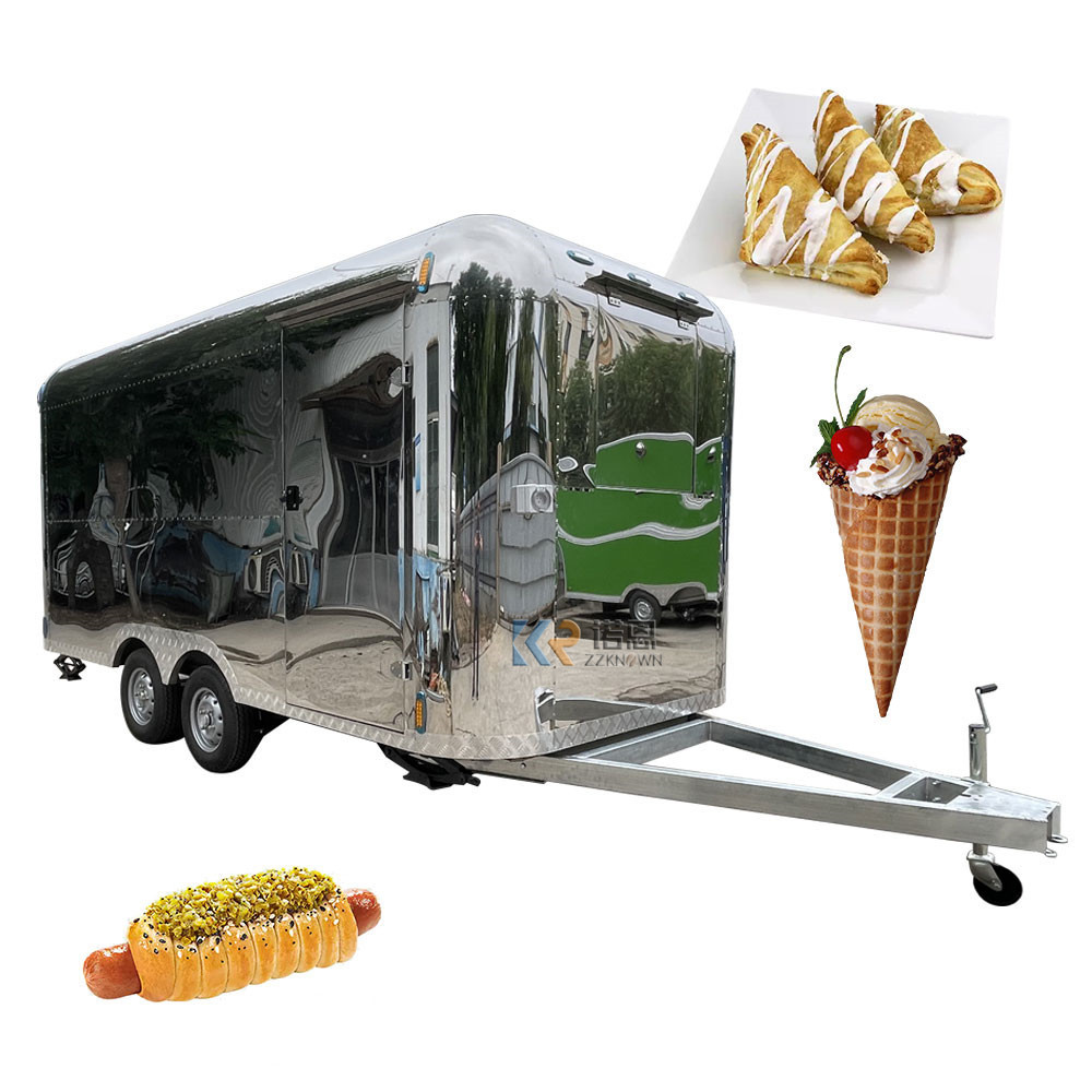 Japanese standard airstream food trailer, closed catering trailer selling coffee, mobile caravan with fridge