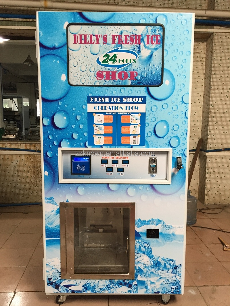 2022 320Kg/day Automatic Ice Vending Machine Ice Cube Making and Selling Equipment 24 Hour Service Shop