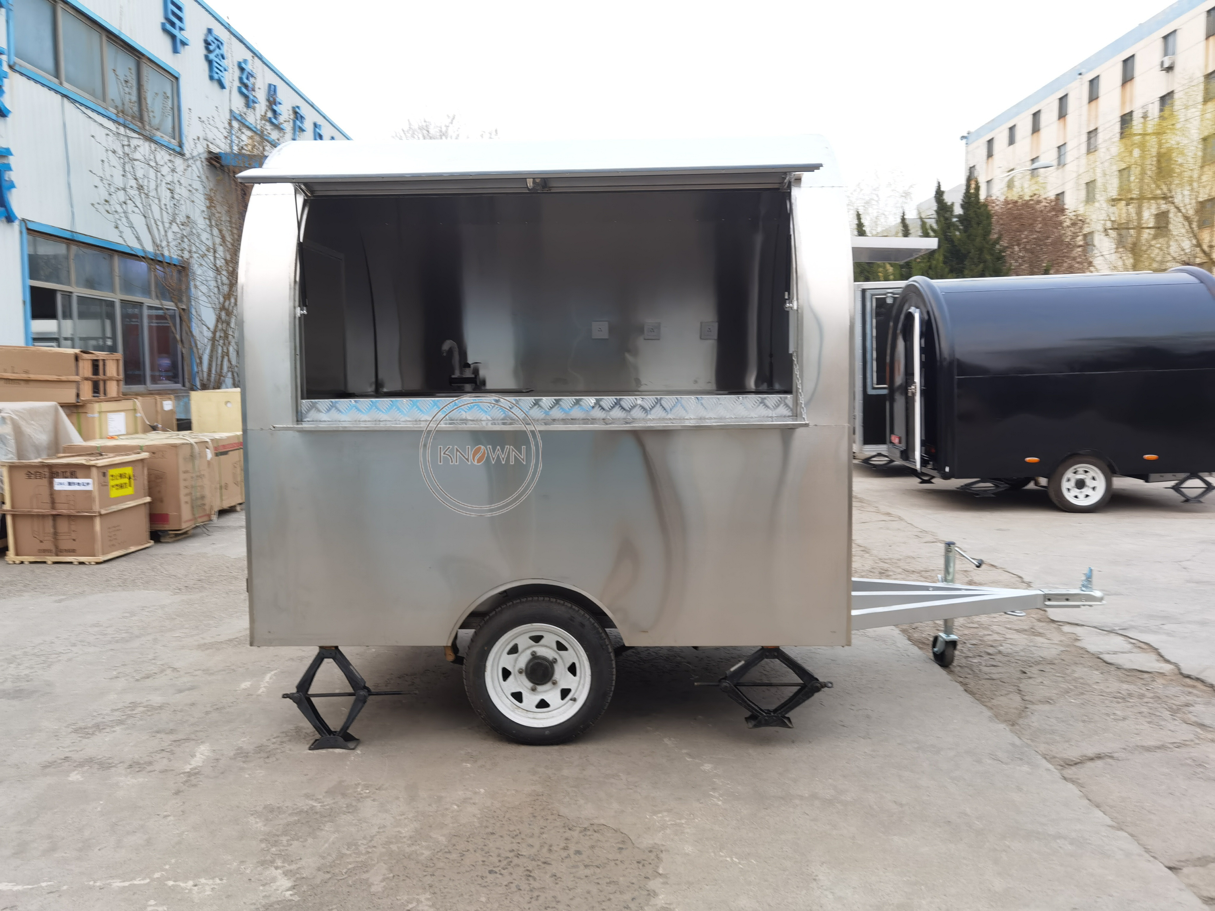 Stainless Steel Mobile Outdoor Hand Push Food Kiosk Customized Fast Food Trailer for Sale Ice Cream Hot Dog Cart