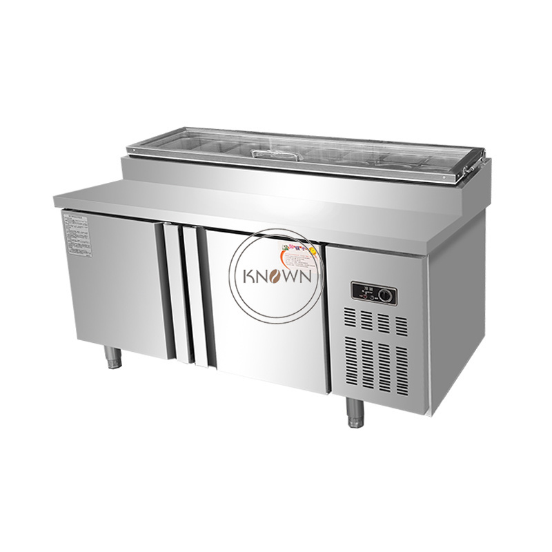 OEM Air Cooling Food Salad Counter Table Top Stainless Steel Freezer Commercial Refrigerator Workbench