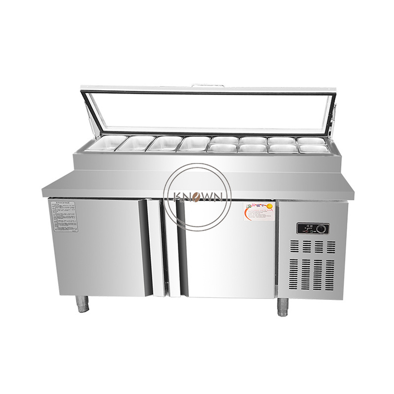 OEM Air Cooling Food Salad Counter Table Top Stainless Steel Freezer Commercial Refrigerator Workbench