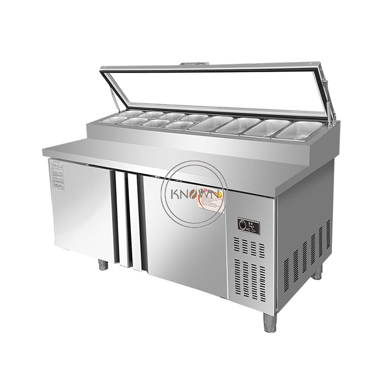 OEM Air Cooling Food Salad Counter Table Top Stainless Steel Freezer Commercial Refrigerator Workbench