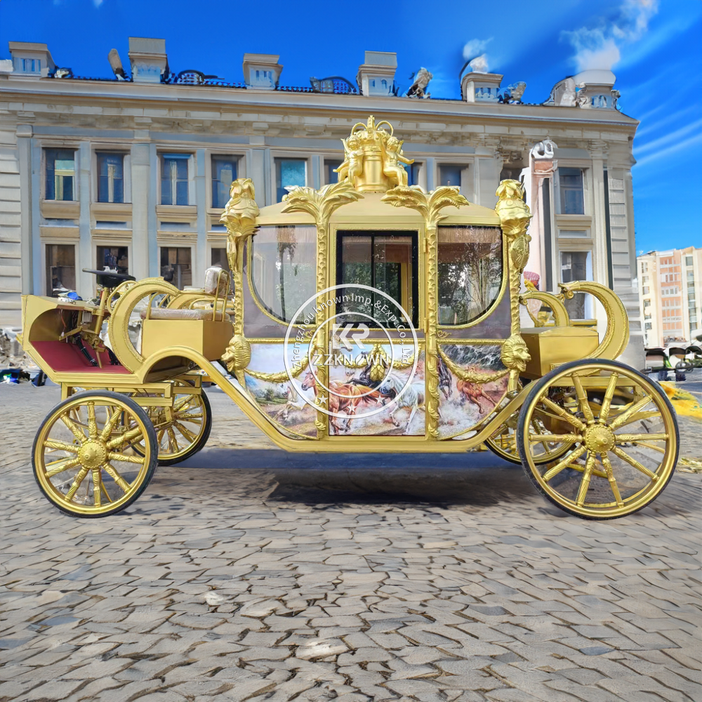 2024 OEM New Cinderella Horse Carriage Drawn With Hood White English Bridal Cinderella Horse Trailer Buggy Cabriolet Royal