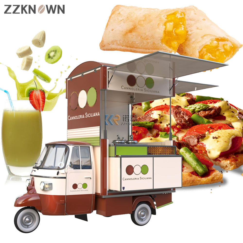 2024 Hot Sale Food Cart Food Trailer Van Electric Mobile tuk tuk Tricycle Food Truck Vending Car for sale