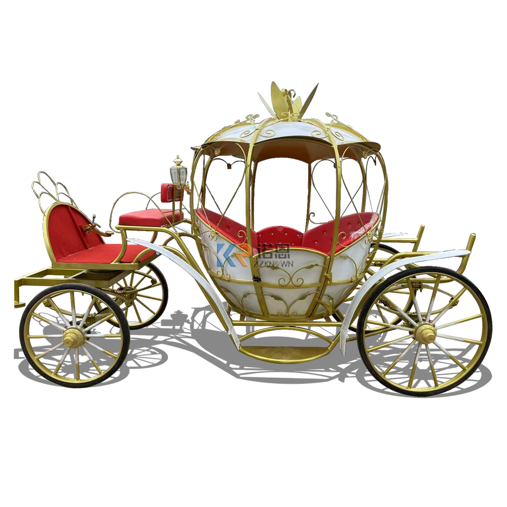 2024 Hot Sell European Style Pumpkin Horse Carriage High Power Wedding Princess Pumpkin Carriage  Luxury Horse Carriage