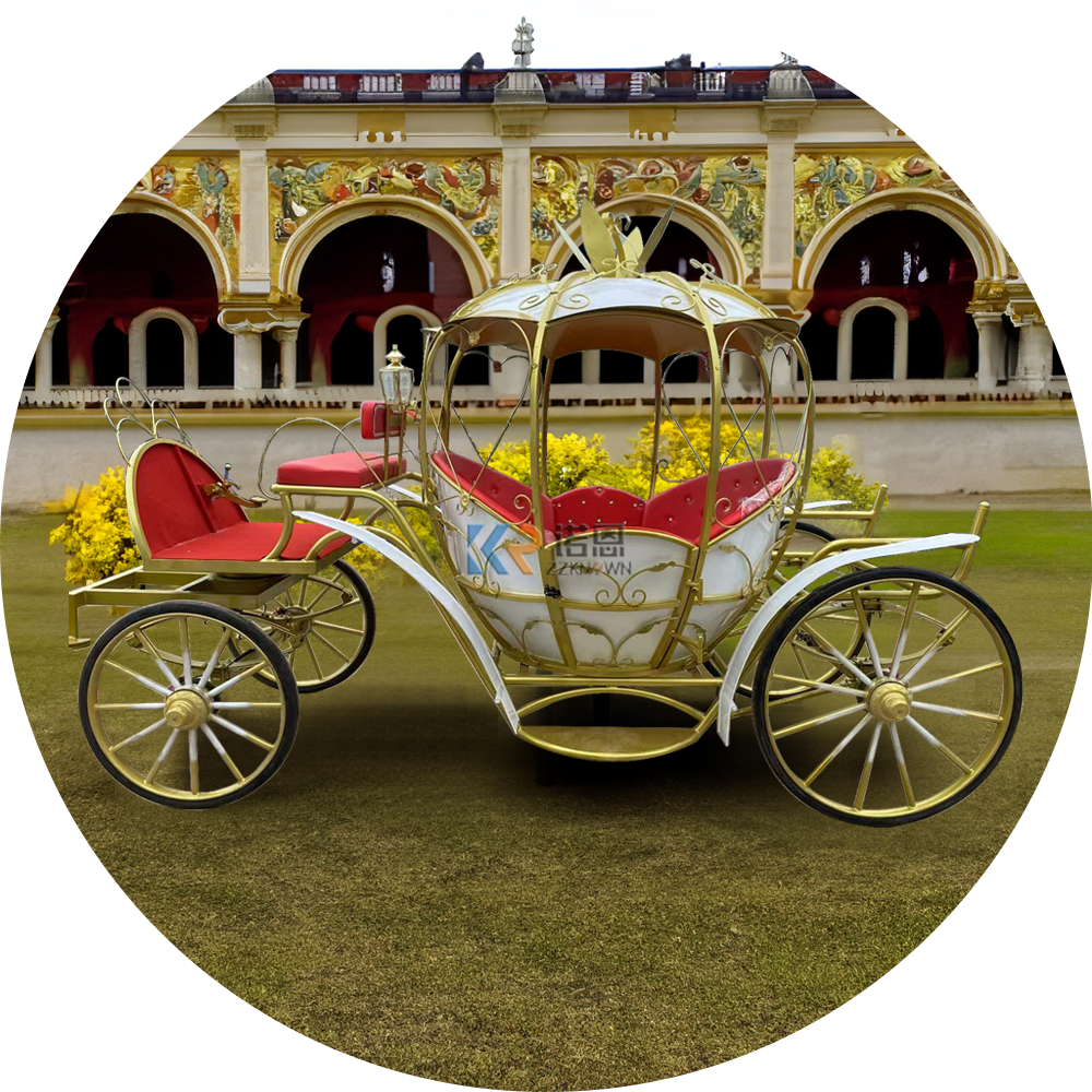 2024 Hot Sell European Style Pumpkin Horse Carriage High Power Wedding Princess Pumpkin Carriage  Luxury Horse Carriage